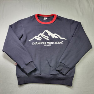 Chamonix Mont-Blanc France Ski Sweatshirt Men Size M Ikonik Crewneck Blue Snow